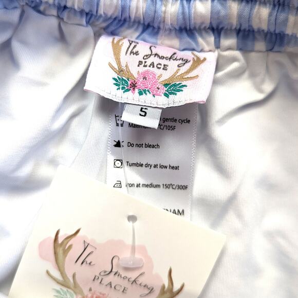 The Smocking Place Swim Trunks Boys Size 5 Blue Gingham Boutique - Picture 4 of 5